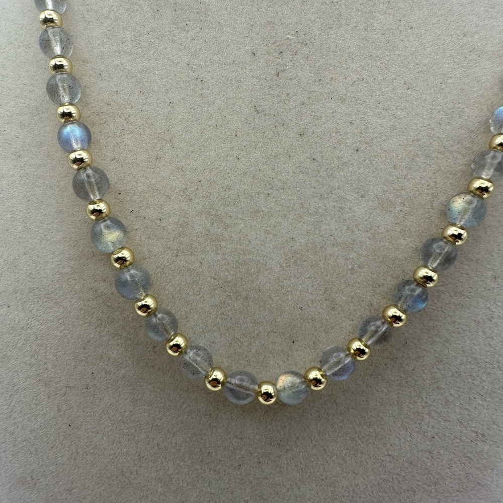 Beautiful Handcrafted Labradorite Beaded Necklace 6mm Beads - Picture 6 of 8